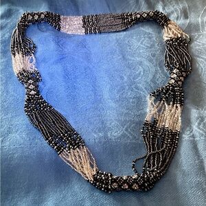 Seed bead no clasp, black and white necklace made in the Honduras